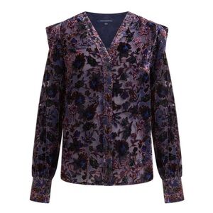NEW French Connection Indigo Hayden Burnout Top Size 8 Women’s Medium